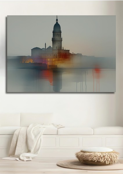 Sakinleştirici Şelale Çağlayanı Sulu Boya Görünümlü Dekoratif Ahşap Ev/işyeri/ofis Kare Tablo