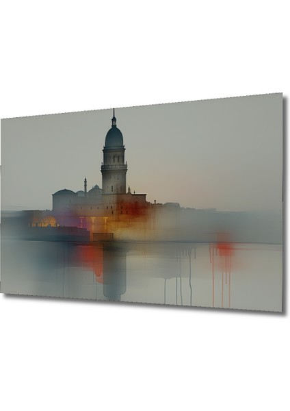 Sakinleştirici Şelale Çağlayanı Sulu Boya Görünümlü Dekoratif Ahşap Ev/işyeri/ofis Kare Tablo fiyatları