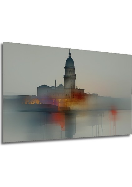 Sakinleştirici Şelale Çağlayanı Sulu Boya Görünümlü Dekoratif Ahşap Ev/işyeri/ofis Kare Tablo modelleri