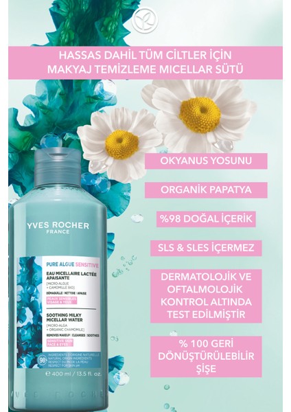 Yüz&makyaj Temizleme Micellar Sütü-Hassas Dahil Tüm Cilt-Pure Algue Sensitive Botanik Kompleks 400ML indirimleri