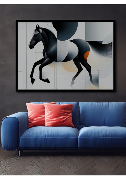 Çerçeve Görünümlü Geometrik Kale Kara Kalem Görünümlü Dekoratif Ahşap Ev/işyeri/ofis Kare Tablo