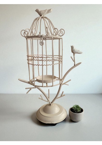 Vintage Metal Ferforje Dekoratif Kuşlu Mumluk & 50 cm fırsatları