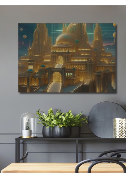 Kırmızı Sütunlar ve Küre Lamba Modern Sanat Dekoratif Ahşap Ev/işyeri/ofis Kare Tablo