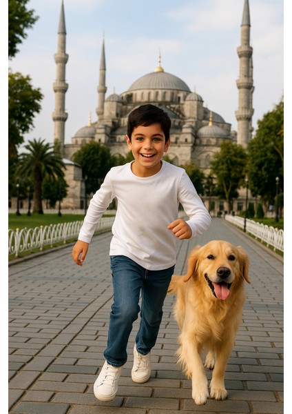 Çocuk Uzun Kollu T-Shirt Kız - Erkek Unisex Beyaz %100 Pamuk fiyatları