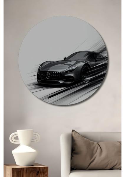 Kızıl Kule Modern Sanat Yağlı Boya Görünümlü Ev/işyeri/ofis Dekoratif Ahşap Yuvarlak Tablo