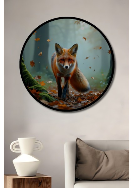 Çerçeve Görünümlü Atlı Birlikler Yağlı Boya Görünümlü Savaş Alanı Ofis Ahşap Yuvarlak Tablo