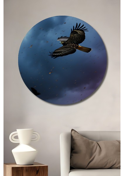 Deniz Kızı Esintili Yağlı Boya Görünümlü Dekoratif Ahşap Ev/işyeri/ofis Yuvarlak Tablo