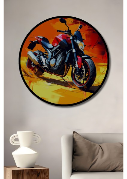 Çerçeve Görünümlü Görkemli Osmanlı Camii Yağlı Boya Görünümlü Dekoratif Ahşap Ofis Yuvarlak Tablo