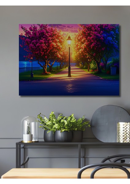 Alev Kor Ormanı Yağlı Boya Görünümlü Dekoratif Ahşap Ev/işyeri/ofis Kare Tablo