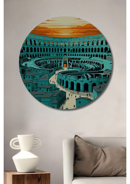 Çizgi Film Tarzı M4 Karbon Tüfek Modern Sanat Dekoratif Ahşap Ev/işyeri/ofis Yuvarlak Tablo