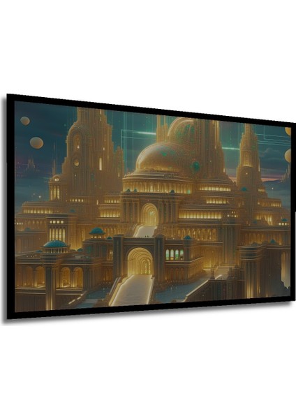 Çerçeve Görünümlü Kırmızı Sütunlar ve Küre Lamba Modern Sanat Dekoratif Ahşap Ofis Kare Tablo modelleri