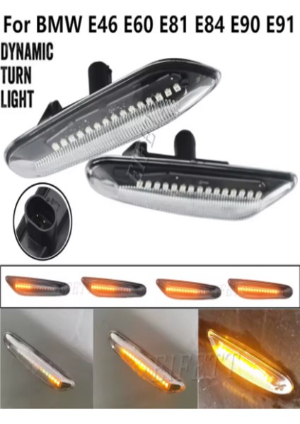 Bmw E90 E87 E60 Kayar LED Çamurluk Sinyalleri Beyaz Cam modelleri