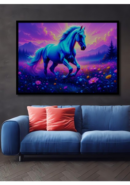 Çerçeve Görünümlü Soyut Piyano Tuşları Yağlı Boya Görünümlü Dekoratif Ahşap Ofis Yuvarlak Tablo