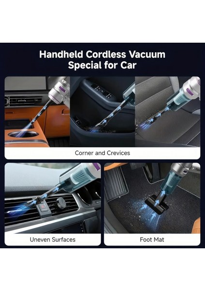 Üflemeli Güçlü Vakumlu Ev Ofis Araç Süpürgesi 15000PA Güçlü El Süpürgesi Şarjlı Çok Fonksiyonlu fiyatları