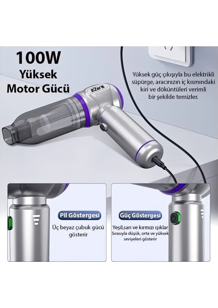 Üflemeli Güçlü Vakumlu Ev Ofis Araç Süpürgesi 15000PA Güçlü El Süpürgesi Şarjlı Çok Fonksiyonlu modelleri