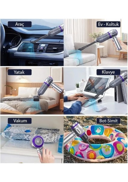 Üflemeli Güçlü Vakumlu Ev Ofis Araç Süpürgesi 15000PA Güçlü El Süpürgesi Şarjlı Çok Fonksiyonlu fırsatları