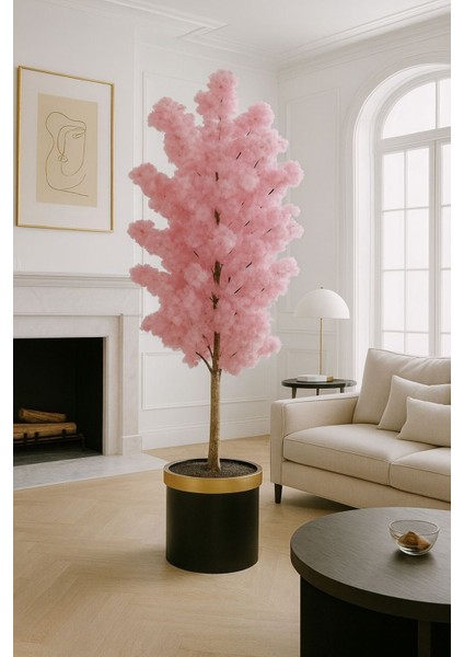 Yapay Pembe Bahar Dalı 150 cm Yogun Yapraklı Lux Saksıda 99897654, One Size fiyatları