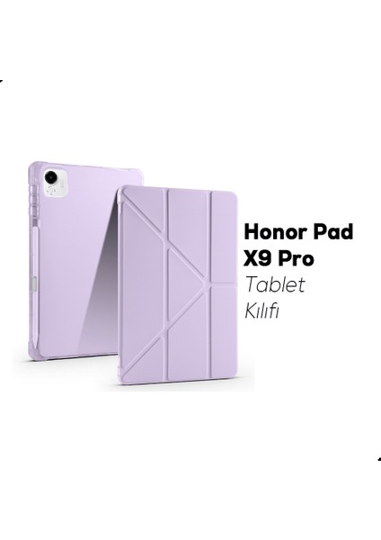 Honor Pad X9 Pro Uyumlu Kılıf Üçe Katlanan Kalem Bölmeli Standlı Tablet Kılıfı Uyandırma Özellikli