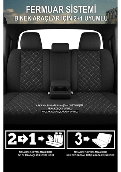 Dacia Duster Ambiance 1.6 16V 105 4x2 E0PB H A5 2013 Uyumlu Smrt Serisi Tay Tüyü Siyah-Beyaz Oto Kılıfı Tam Set fırsatları