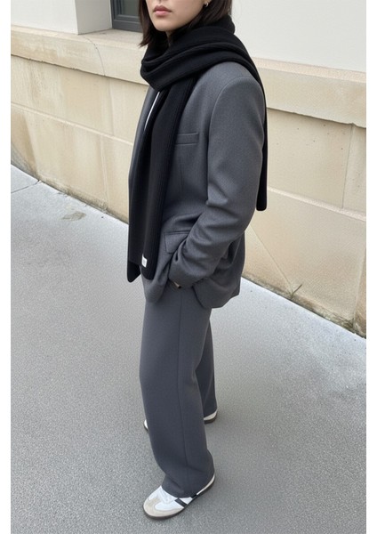 Siyah Triko Örgü Atkı Şal Omuz Şalı fiyatları