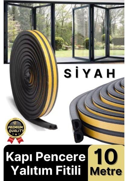 Güçlü Kendinden Yapışkanlı Kapı Pencere Soğuk Hava Geçirmez Yalıtım Izolasyon Siyah Fitil 10 Metre