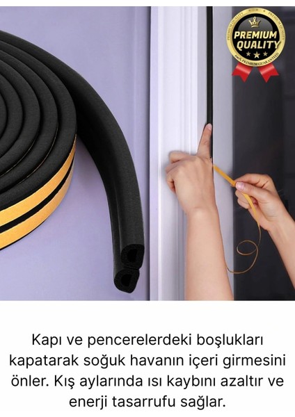 Güçlü Kendinden Yapışkanlı Kapı Pencere Soğuk Hava Geçirmez Yalıtım Izolasyon Siyah Fitil 6 Metre modelleri