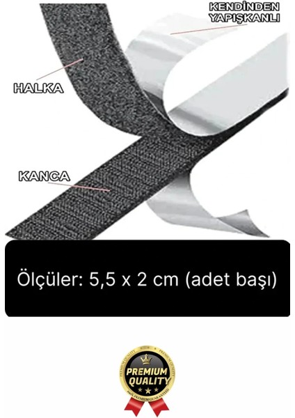 Ultra Güçlü Iz Bırakmaz Çivisiz Tablo Çerçeve Asma Kendinden Yapışkanlı Siyah Cırt Bant 12'li Set