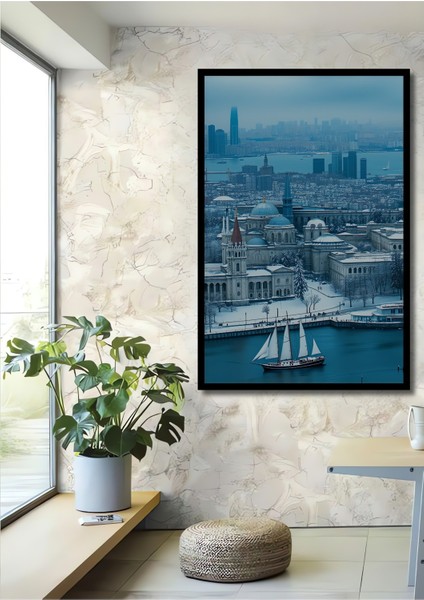 Çerçeve Görünümlü Sulu Boya Görünümlü Dalga Sörfü Tutkusu Dekoratif Ahşap Ofis Yuvarlak Tablo