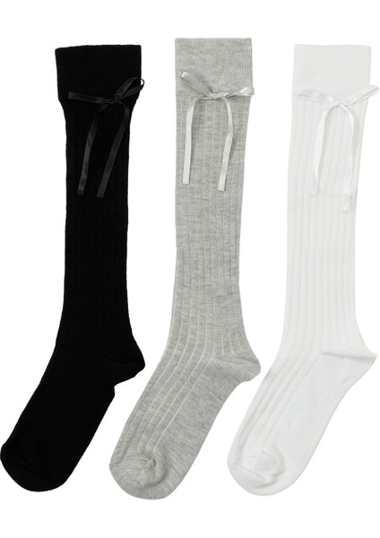 Kd 3 Lu Dızaltı Skt-G 5pr Grı Multı Kız Çocuk Çorap