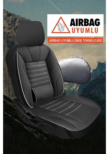 Chevrolet Agile 1.4 Econo.flex (102 Hp) Easytronic 2011 Uyumlu Taş Serisi Deri Siyah-Beyaz Oto Kılıfı Tam Set modelleri