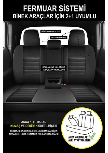 Chevrolet Agile 1.4 Econo.flex (102 Hp) Easytronic 2011 Uyumlu Taş Serisi Deri Siyah-Beyaz Oto Kılıfı Tam Set indirimleri