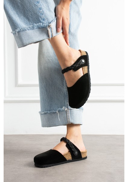 Lugano-S Hakiki Deri Mantar Taban Ortopedik Kadın Terlik