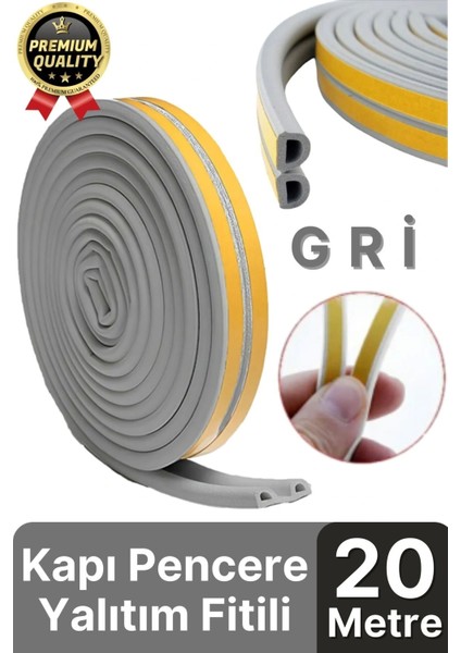 Güçlü Kendinden Yapışkanlı Kapı Pencere Soğuk Hava Geçirmez Yalıtım Izolasyon Gri Fitil 20 Metre