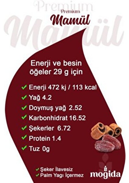 Tereyağlı Hurmalı ve Tarçınlı Mamül - Şeker Ilavesiz (1 Kutu = 12 Adet) modelleri