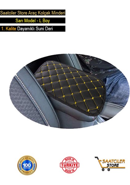 Renault Latitude (2011-2016) Mixgiftz Deri Oto Kolçak Kılıfı Örtüsü Capitone Süngerli Sarı Nakışlı modelleri