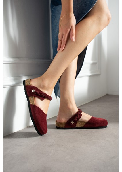 Lugano-S Hakiki Deri Mantar Taban Ortopedik Kadın Terlik