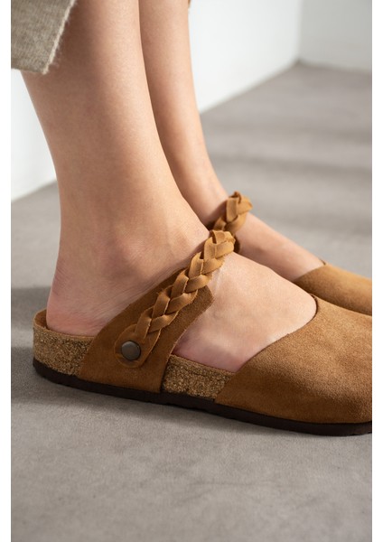 Lugano-S Hakiki Deri Mantar Taban Ortopedik Kadın Terlik