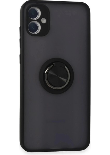 Samsung Galaxy A05 Kılıf Montreal Yüzüklü Silikon Kapak - Siyah