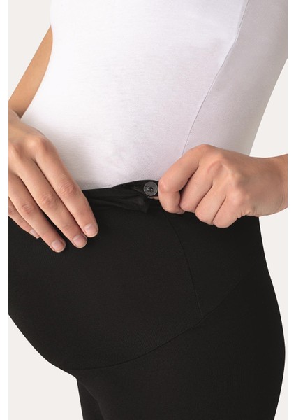 Diz Üstü Biker Esnek Ayarlanabilir Bel Kısa Hamile Tayt Siyah fiyatları