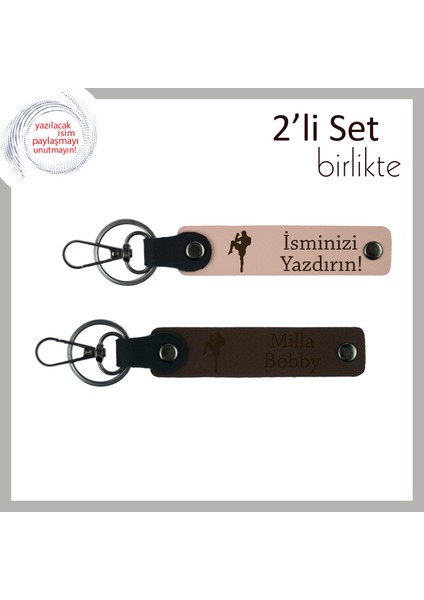 Boks Motifli Erkek Tarzına Hitap Eden Kalıcı Hediyelik, Yazılabilir Anahtarlık, Yavru Ağzı-K Kahve