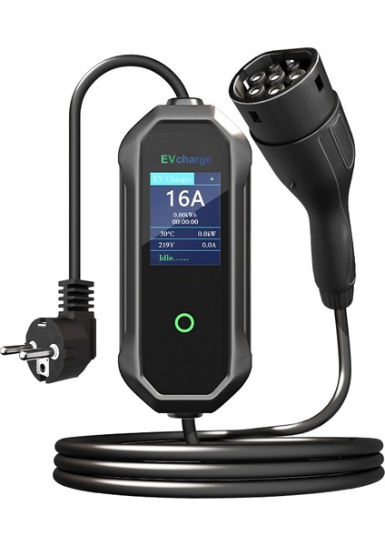 EVcharge Elektrikli Araç Taşınabilir Şarj Cihazı 3.5 Kw Tak- Çalıştır 16A 220V Ev Tipi Taşıma Çantası Hediye