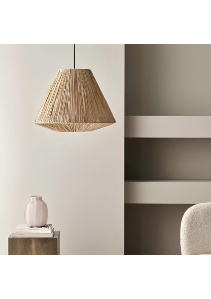 Rafya Bohem Avize, Modern Bohem Tarz, Rustik Avize, 35 cm Genişlik, Geometrik Aydınlatma, E27 Duylu fiyatları