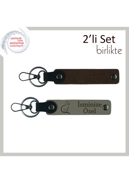 Evdeki Dördüncü Birey Olan Kediye, Patili Hediye, Kişisel Yazılı Anahtarlık, Koyu Kahve-Kül Gri