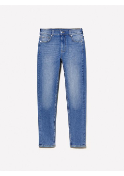 Streç Pamuklu Taş Yıkama Yüksel Bel Slim Fit Pantolon Kadın Buz Mavisi Denim Pantolon - 325P47KZLE044 indirimleri