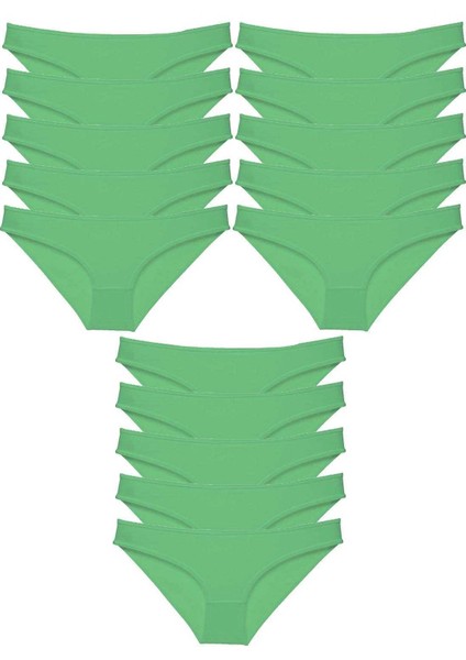 15 Adet Süper Eko Set Likralı Kadın Slip Külot Yeşil