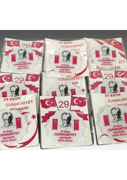 29 Ekim Cumhuriyet Bayramı Iğneli Akrilik Yaka Rozeti 12'li