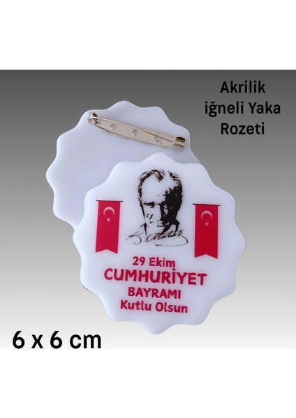 29 Ekim Cumhuriyet Bayramı Iğneli Akrilik Yaka Rozeti 12'li modelleri