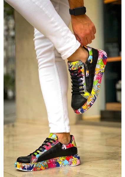 Kb-02 Kuback Bağcıklı Crocodile Siyah Kırmızı Günlük Erkek Ayakkabı