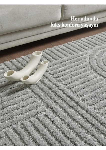 Yumuşak Peluş Tüylü Iskandinav Desenli Kabarık Bukleli Gri Renkli Halı fiyatları