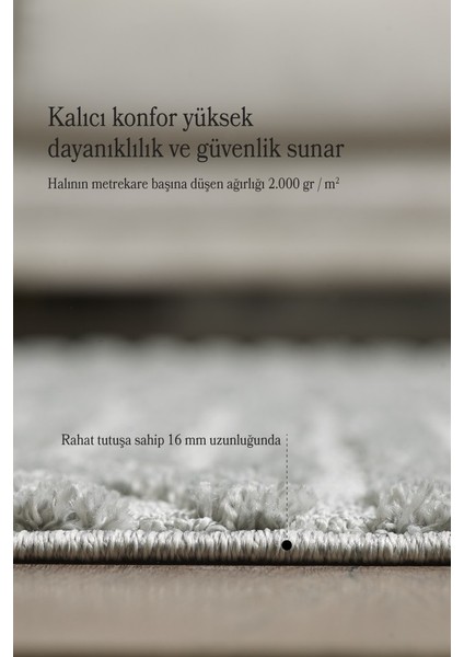 Yumuşak Peluş Tüylü Iskandinav Desenli Kabarık Bukleli Gri Renkli Halı fırsatları